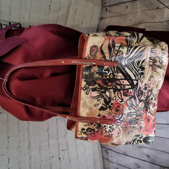 Jimmy Choo graffiti peace paisley coated canvas convertible shoulder tote bag - Picture 3 of 10